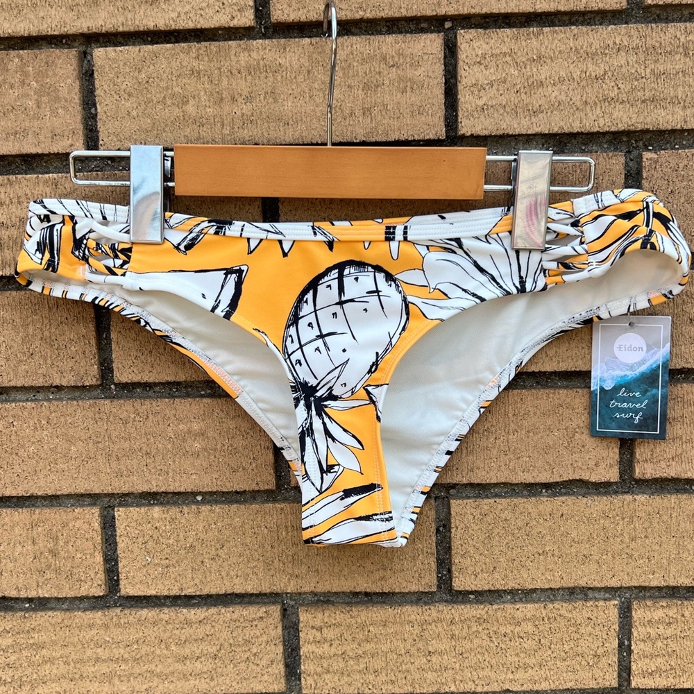 🆕EIDEN surf rebel Fiji tropical bikini bottoms yellow pineapple melons fruity